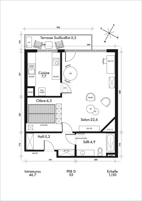 单人间 55 m² 在 Liege Saint-Léonard